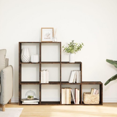 Bogreol/rumdeler i røget eg - 137,5 × 29 × 103,5 cm, 9 kuber