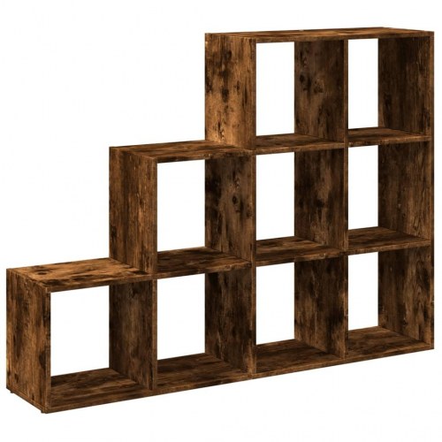 Bogreol/rumdeler i røget eg - 137,5 × 29 × 103,5 cm, 9 kuber