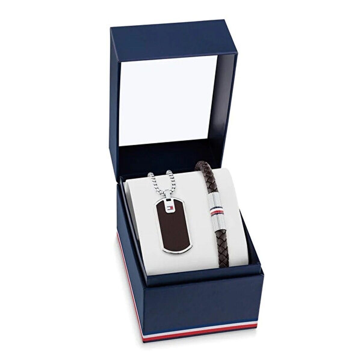 Smykkesæt herre Tommy Hilfiger - armbånd og halskæde, brun/sort