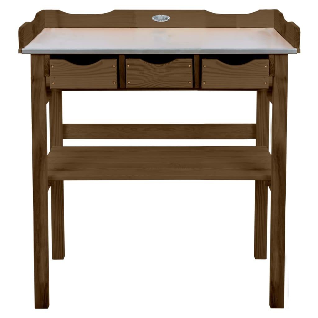 Esschert Design plantebord med skuffer brun