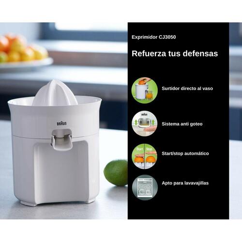 Braun CJ3050 elektrisk citruspresser 60 W - hvid