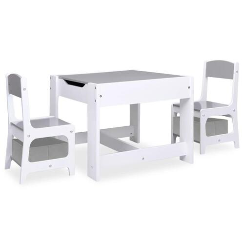 Børnebord med 2 stole MDF hvid