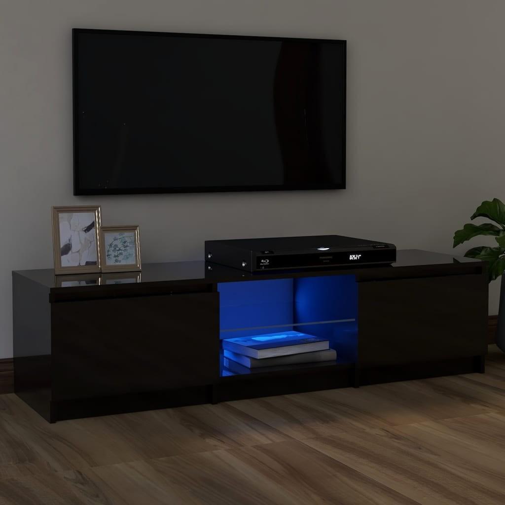 Tv-skab med LED-lys 120x30x35,5 cm grå højglans
