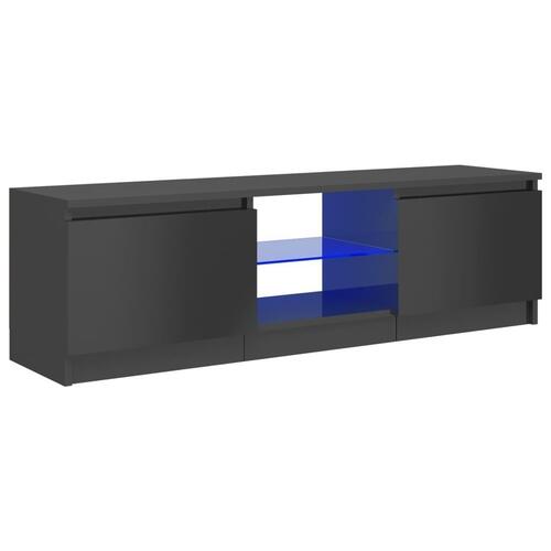Tv-skab med LED-lys 120x30x35,5 cm grå højglans