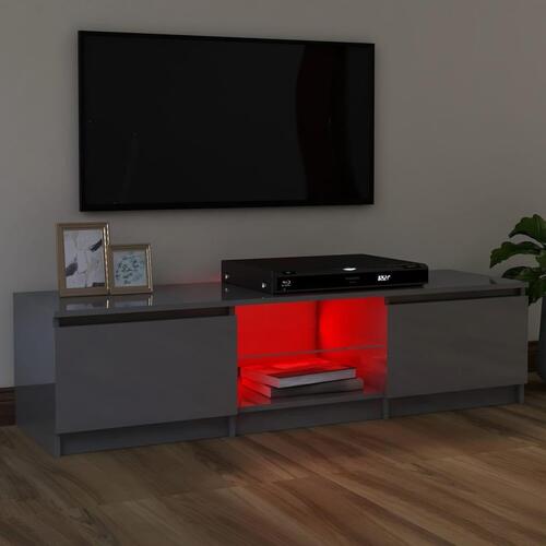 Tv-skab med LED-lys 120x30x35,5 cm grå højglans
