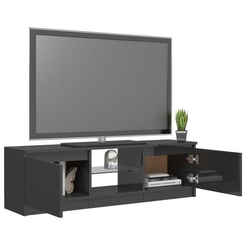 Tv-skab med LED-lys 120x30x35,5 cm grå højglans