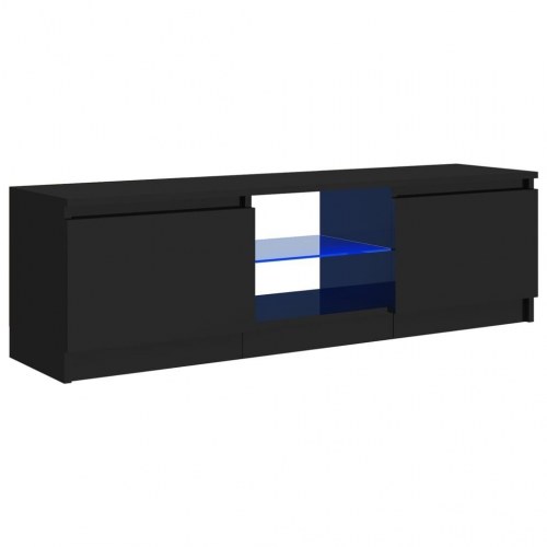 Tv-skab med LED-lys 120x30x36 cm sort højglans