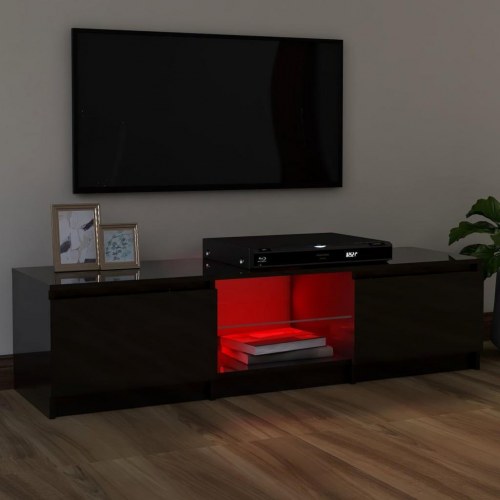 Tv-skab med LED-lys 120x30x36 cm sort højglans