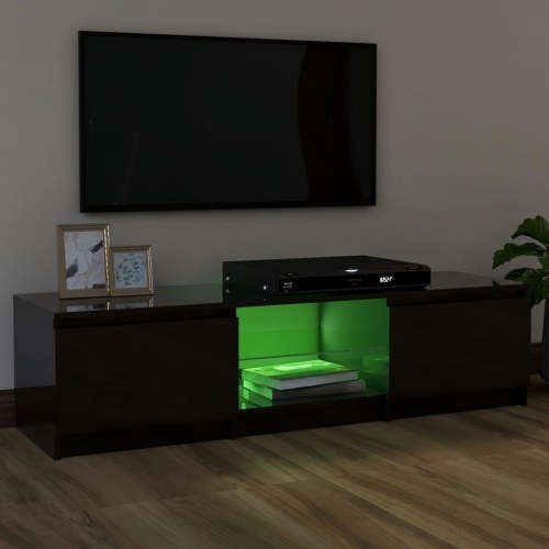 Tv-skab med LED-lys 120x30x36 cm sort højglans