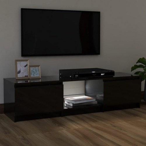 Tv-skab med LED-lys 120x30x36 cm sort højglans