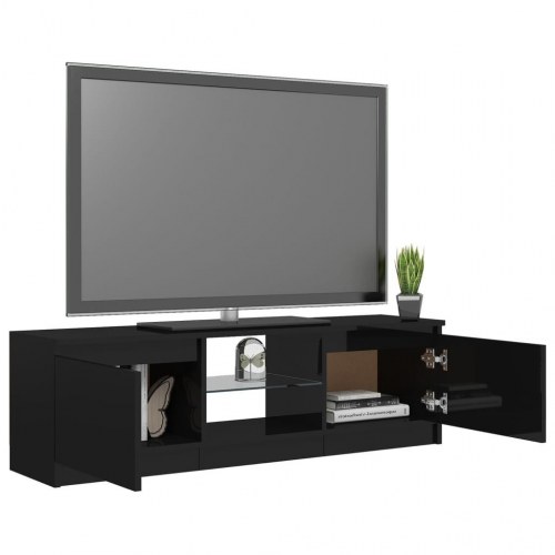 Tv-skab med LED-lys 120x30x36 cm sort højglans