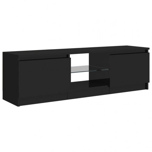 Tv-skab med LED-lys 120x30x36 cm sort højglans