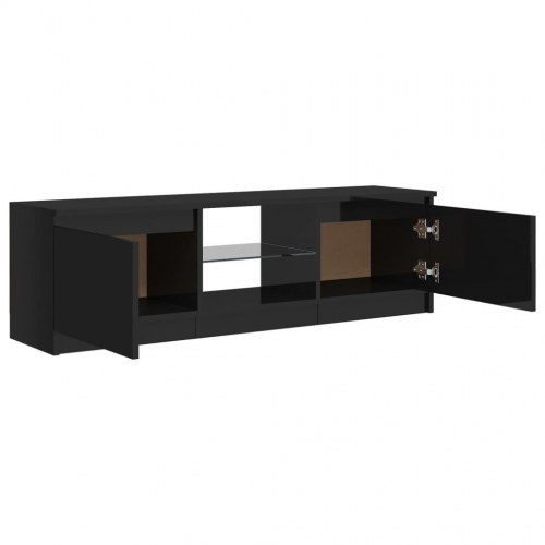 Tv-skab med LED-lys 120x30x36 cm sort højglans