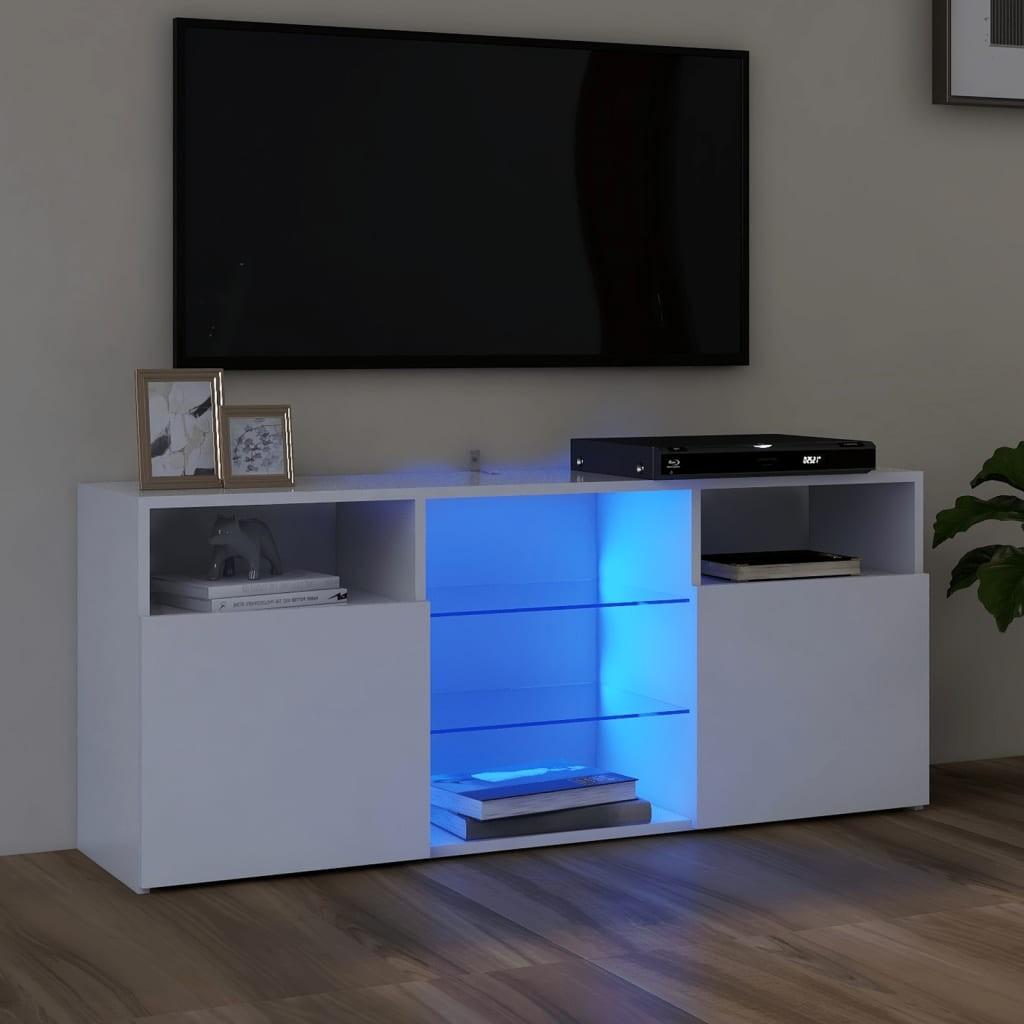 Tv-skab med LED-lys 120x30x50 cm hvid