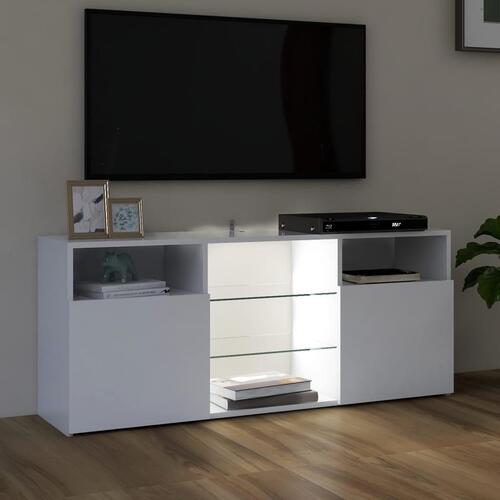 Tv-skab med LED-lys 120x30x50 cm hvid
