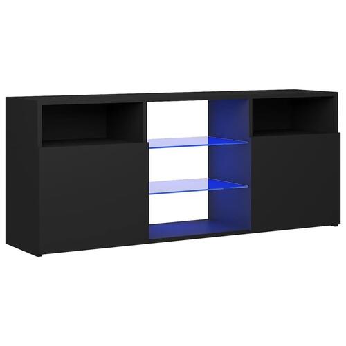 Tv-bord med LED-lys 120x30x50 cm sort