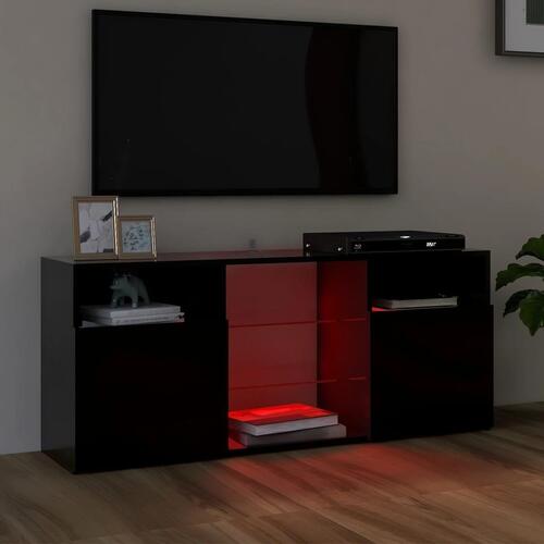 Tv-bord med LED-lys 120x30x50 cm sort