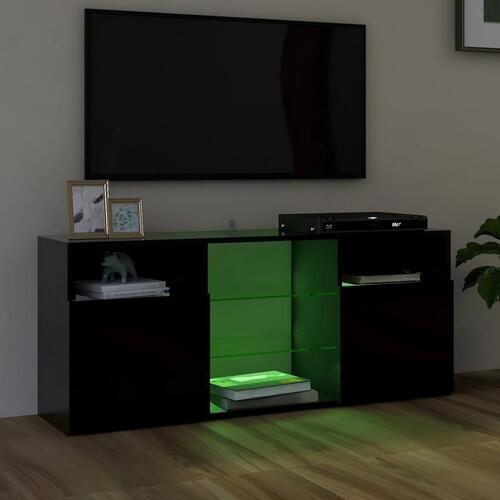 Tv-bord med LED-lys 120x30x50 cm sort
