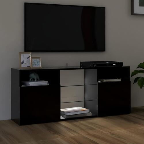Tv-bord med LED-lys 120x30x50 cm sort