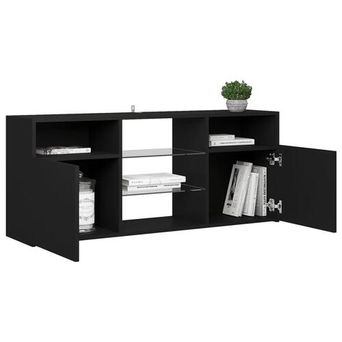 Tv-bord med LED-lys 120x30x50 cm sort