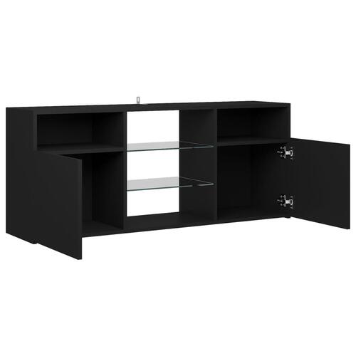 Tv-bord med LED-lys 120x30x50 cm sort