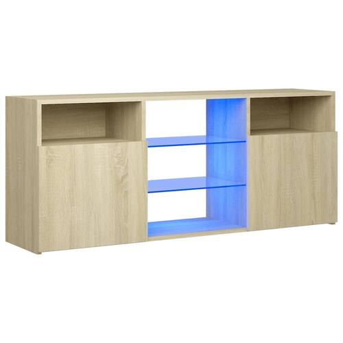 Tv-bord med LED-lys 120x30x50 cm sonoma-eg