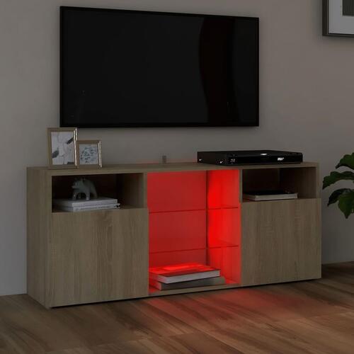 Tv-bord med LED-lys 120x30x50 cm sonoma-eg
