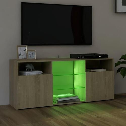 Tv-bord med LED-lys 120x30x50 cm sonoma-eg