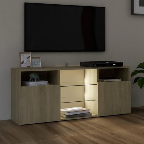 Tv-bord med LED-lys 120x30x50 cm sonoma-eg