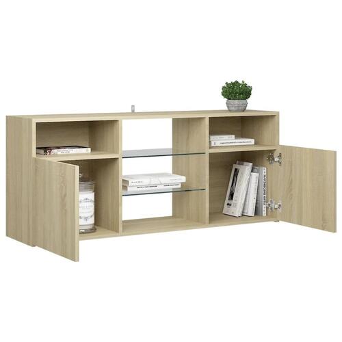 Tv-bord med LED-lys 120x30x50 cm sonoma-eg