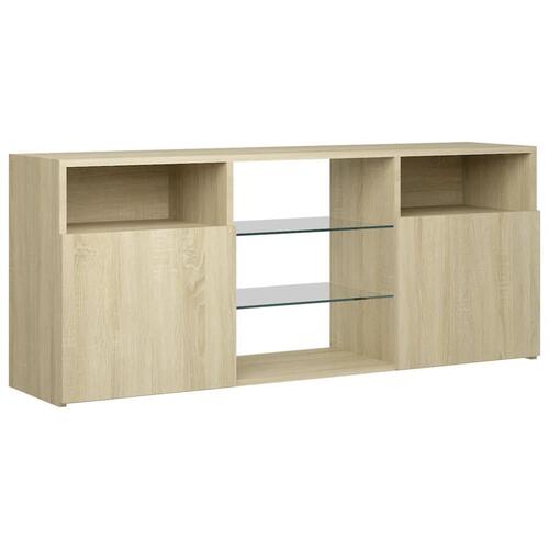 Tv-bord med LED-lys 120x30x50 cm sonoma-eg