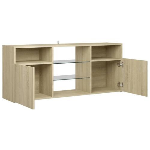 Tv-bord med LED-lys 120x30x50 cm sonoma-eg