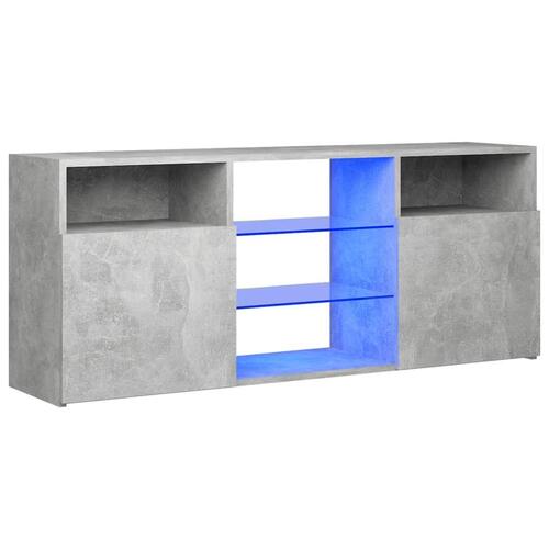 Tv-bord med LED-lys 120x30x50 cm betongrå