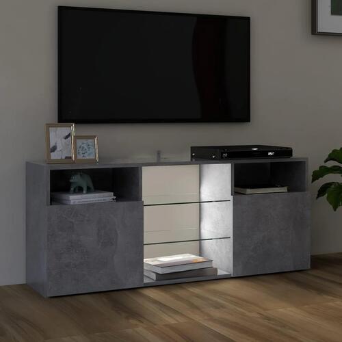 Tv-bord med LED-lys 120x30x50 cm betongrå