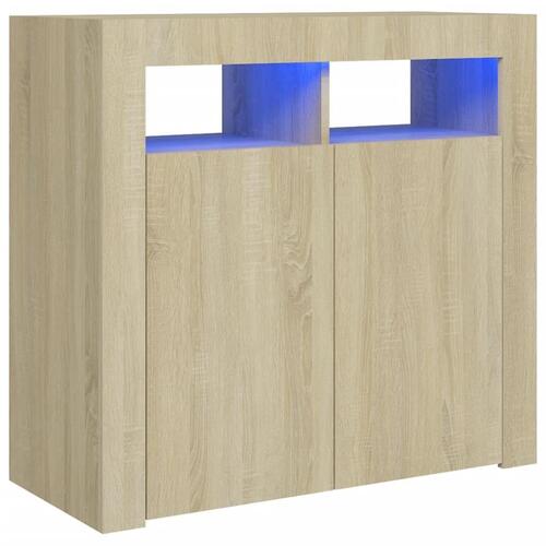 Skænk med LED-lys 80x35x75 cm sonoma-eg
