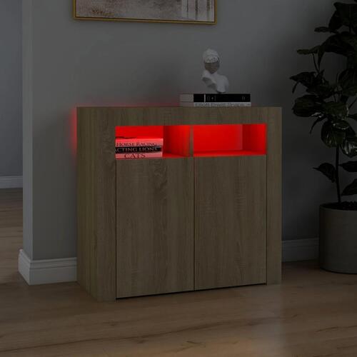 Skænk med LED-lys 80x35x75 cm sonoma-eg