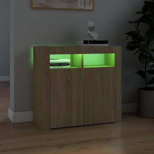 Skænk med LED-lys 80x35x75 cm sonoma-eg