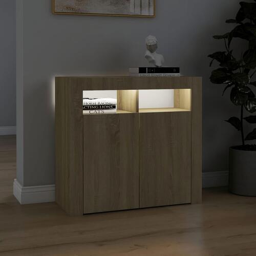Skænk med LED-lys 80x35x75 cm sonoma-eg
