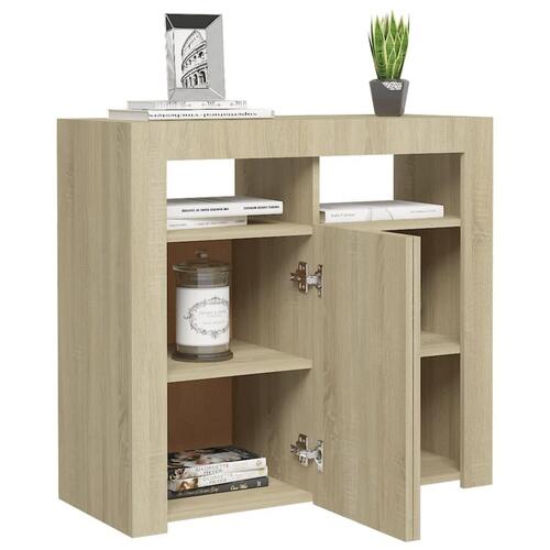 Skænk med LED-lys 80x35x75 cm sonoma-eg