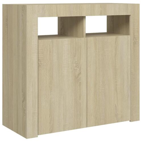Skænk med LED-lys 80x35x75 cm sonoma-eg