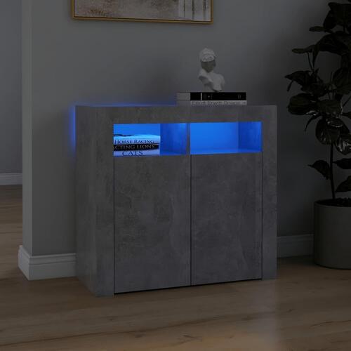 Skænk med LED-lys 80x35x75 cm betongrå