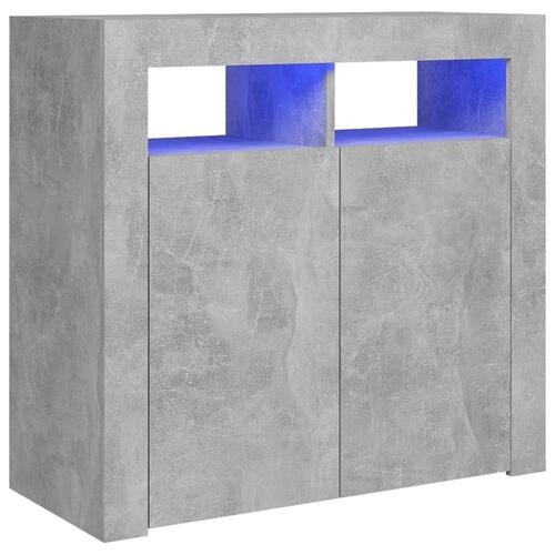 Skænk med LED-lys 80x35x75 cm betongrå