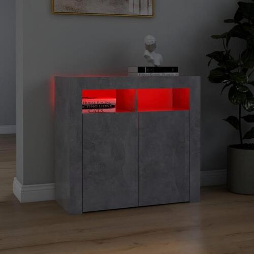 Skænk med LED-lys 80x35x75 cm betongrå