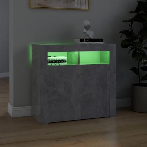 Skænk med LED-lys 80x35x75 cm betongrå