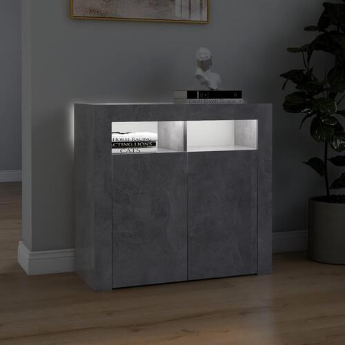 Skænk med LED-lys 80x35x75 cm betongrå