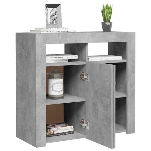 Skænk med LED-lys 80x35x75 cm betongrå