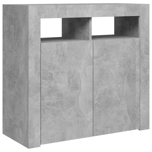 Skænk med LED-lys 80x35x75 cm betongrå