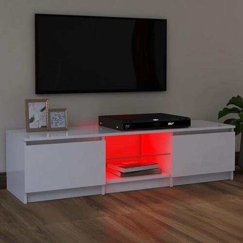 Tv-skab med LED-lys 120x30x35,5 cm hvid