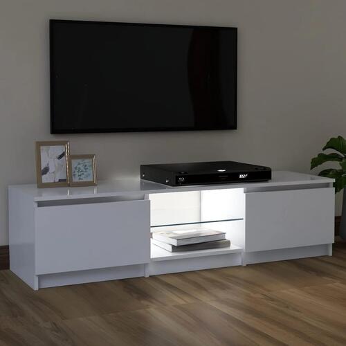 Tv-skab med LED-lys 120x30x35,5 cm hvid