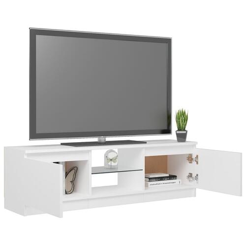 Tv-skab med LED-lys 120x30x35,5 cm hvid